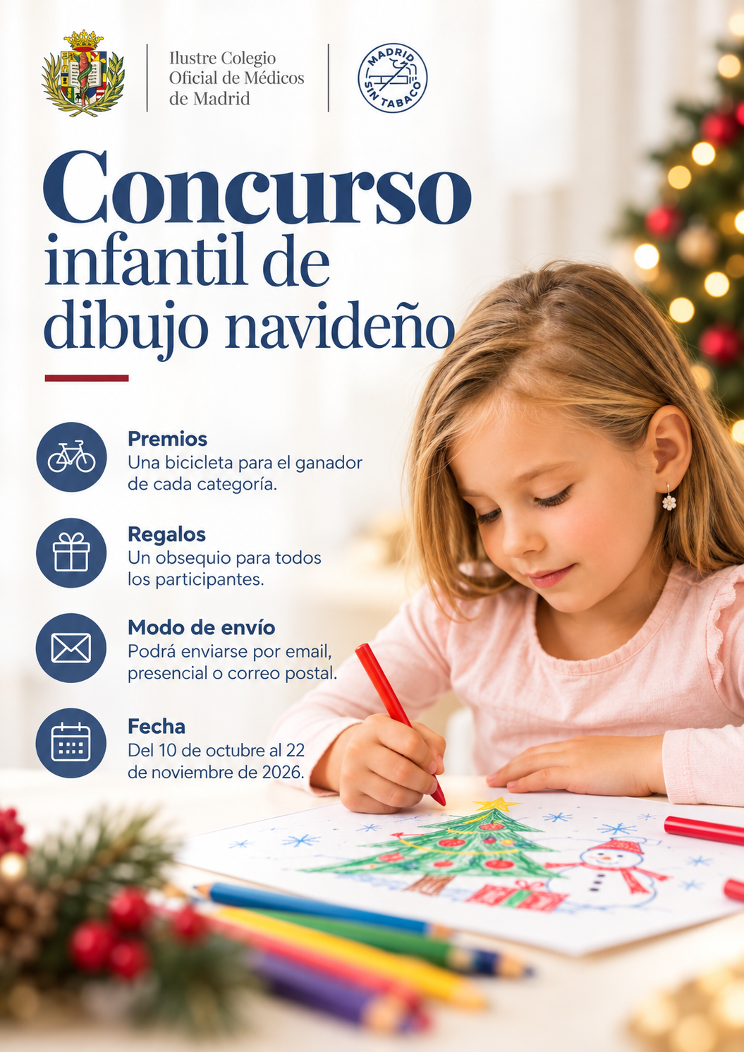 Cartel del concurso infantil de dibujo navideño del ICOMEM